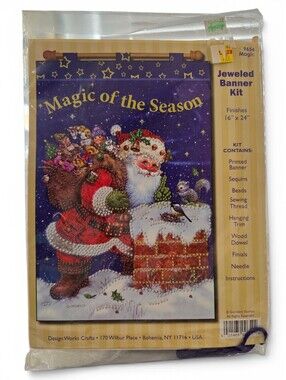 Design Works Magic of the Season Jeweled Banner Kit Christmas Santa Craft NIP